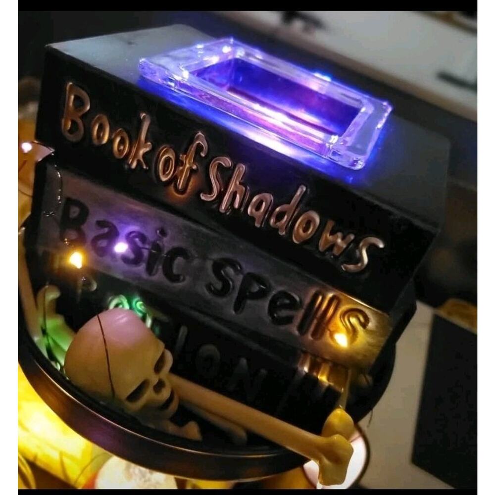 Scentsy Wax Metal Warmer Under My Spell Books Light Up Halloween